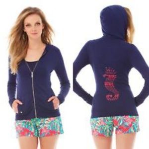 Lilly Pulitzer Seahorse Zip Up Jacket Hooded
